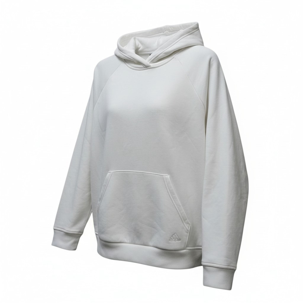 Adidas Men's Oversized Embroidered Logo White Hoodie Sweatshirt Size XS